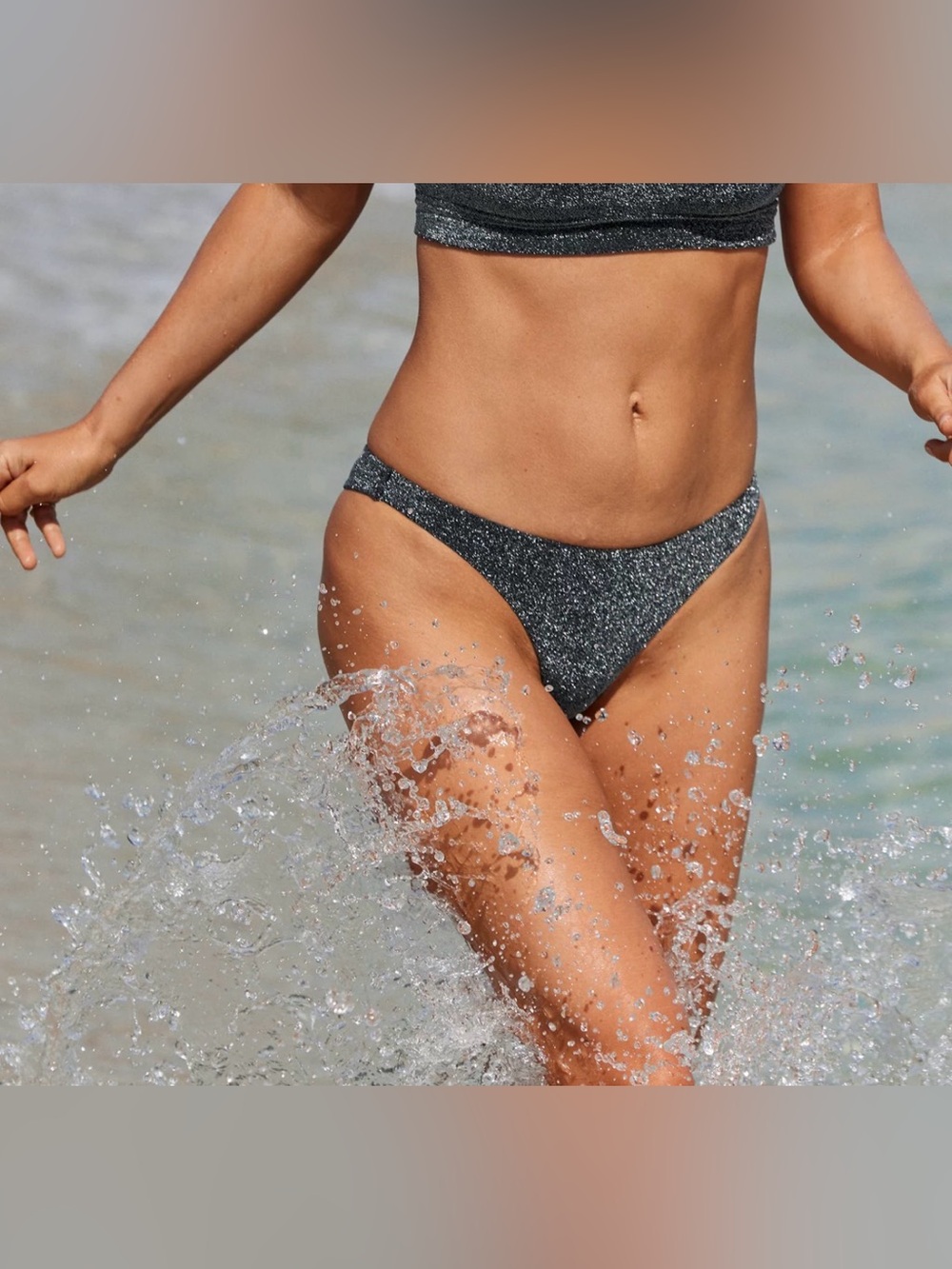 Aerie Sparkle Cheekiest Black Bikini Bottom